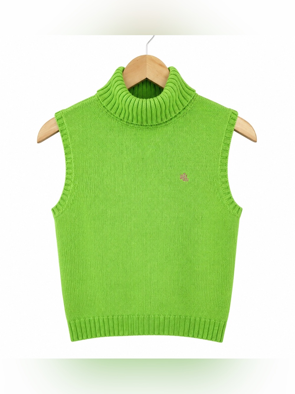 Lauren Ralph Lauren Bright Green Turtleneck Small Good Vintage Condition Preppy